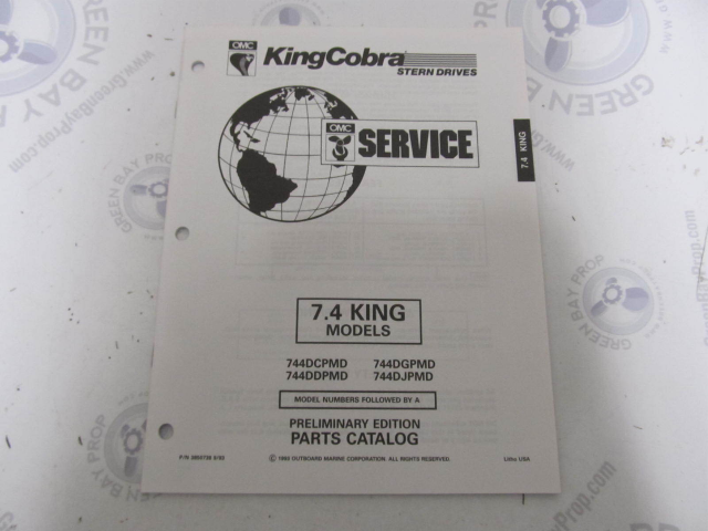 3850738 1994 OMC Cobra Stern Drive Parts Catalog 7.4 King