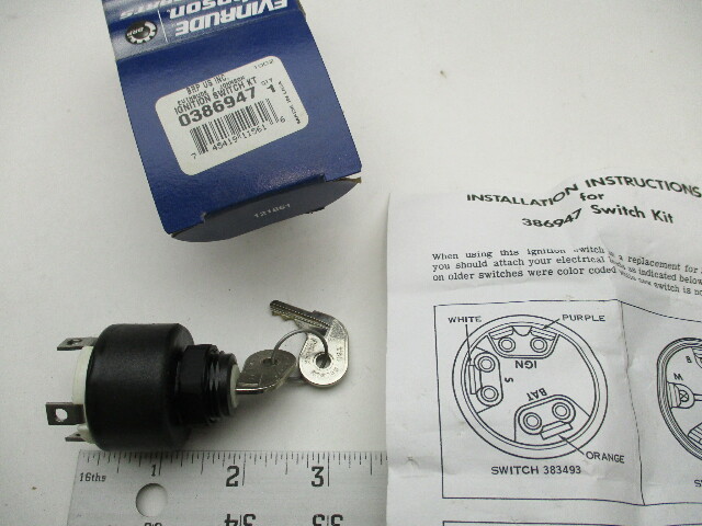 0386947 386947 OMC BRP Ignition Switch & Key Assy Evinrude Johnson