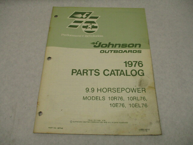 387548 Johnson Outboard 1976 Parts Catalog 9.9 HP Models