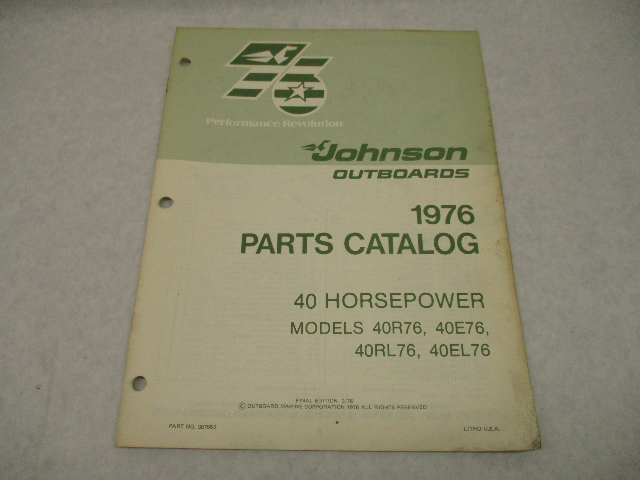 387552 Johnson Outboard 1976 Parts Catalog 40 HP Models