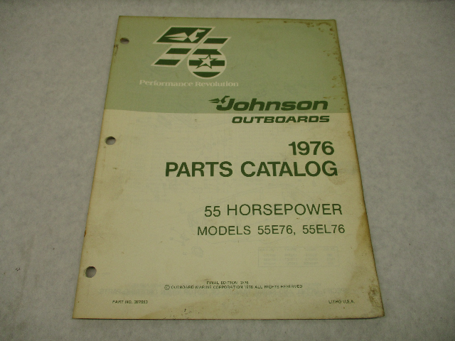 387553 Johnson Outboard 1976 Parts Catalog 55 HP Models