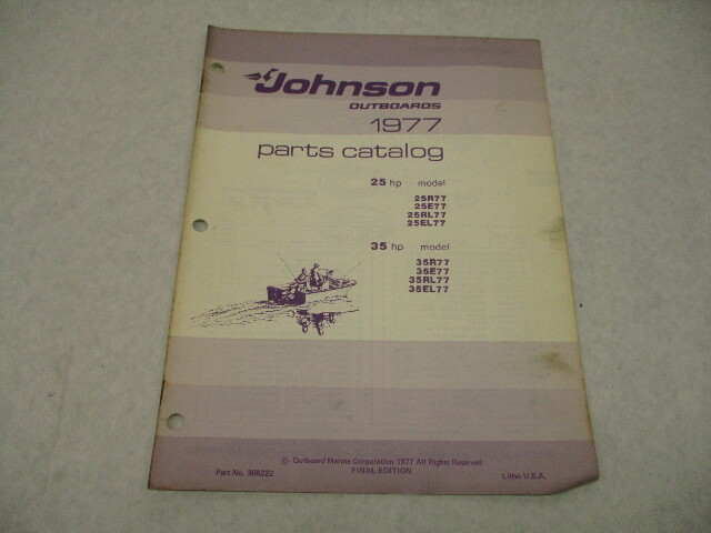 388222 Johnson Outboard 1977 Parts Catalog 25 & 35 HP Models