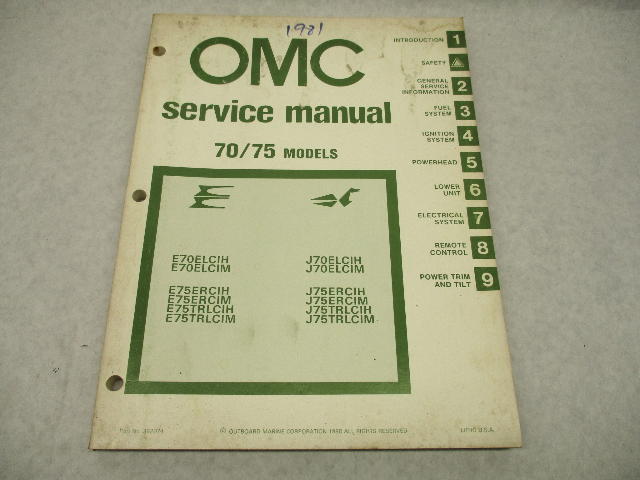 392074 OMC Evinrude Johnson 1981 Outboard Service Repair Manual 70-75 HP