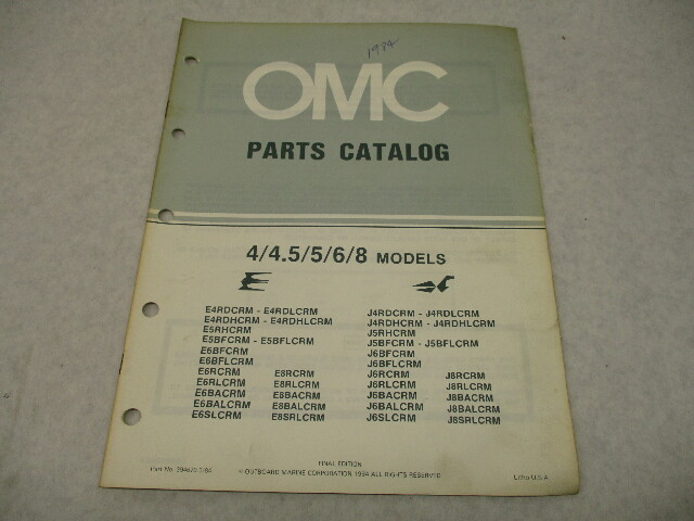 394670 OMC Evinrude Johnson 1984 Outboard 4-8 HP Models Parts Catalog