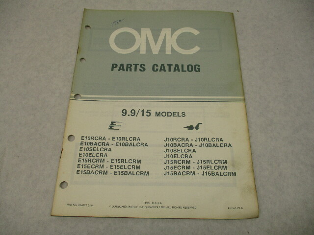 394672 OMC Evinrude Johnson 1984 Outboard 9.9 & 15 HP Parts Catalog