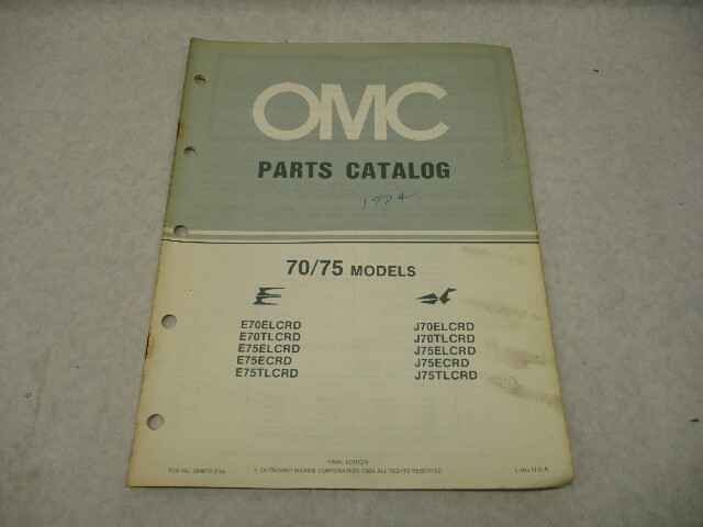 394678 OMC Evinrude Johnson 1984 Outboard 70 & 75 HP Parts Catalog