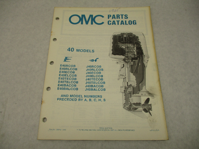 396187 OMC Evinrude Johnson 1985 Outboard 40 HP Model Parts Catalog