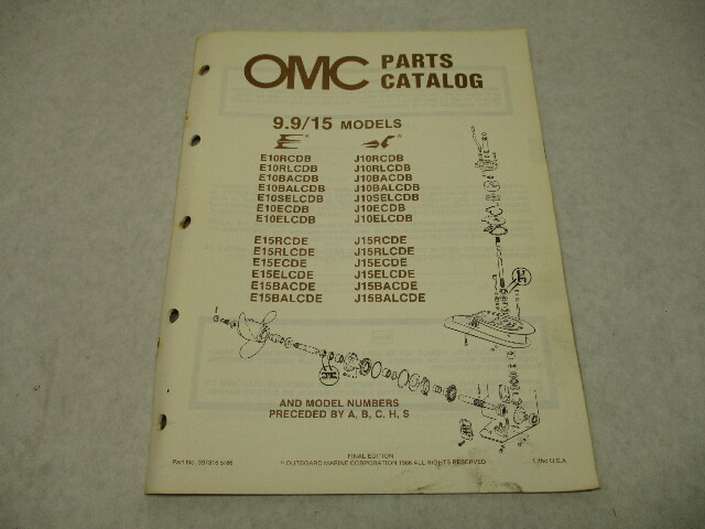 397316 OMC Evinrude Johnson 1986 Outboard 9.9 & 15 HP Parts Catalog