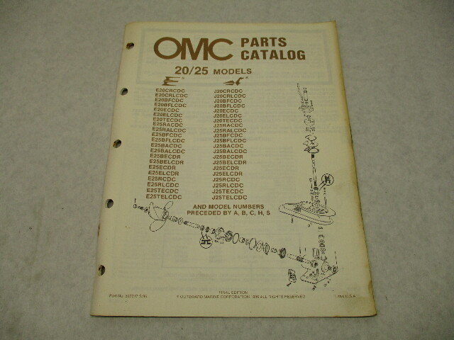 397317 OMC Evinrude Johnson 1986 Outboard 20 & 25 HP Parts Catalog