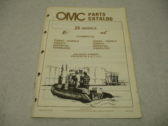 397318 OMC Evinrude Johnson 1986 Outboard 25 HP Commercial Models Parts Catalog