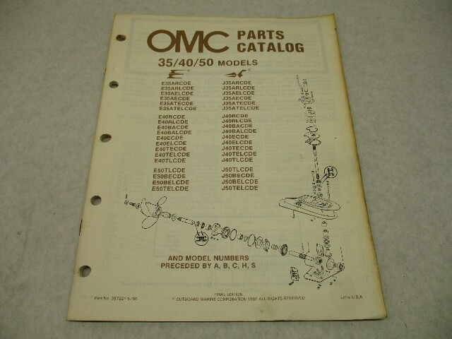 397321 OMC Evinrude Johnson 1986 Outboard 35 40 50 HP Parts Catalog