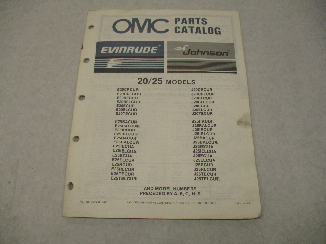 398620 OMC Evinrude Johnson 1987 Outboard 20-25 HP Parts Catalog