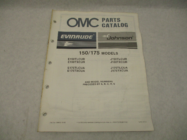 398632 OMC Evinrude Johnson 1987 Outboard 150/175 HP Parts Catalog