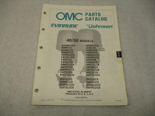 432221 OMC Evinrude Johnson 1988 Outboard 40/50 HP Parts Catalog