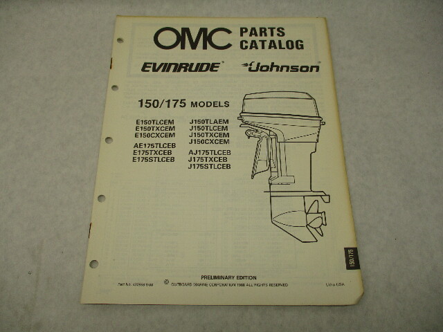 432868 OMC Evinrude Johnson 1989 Outboard 150 175 HP Parts Catalog