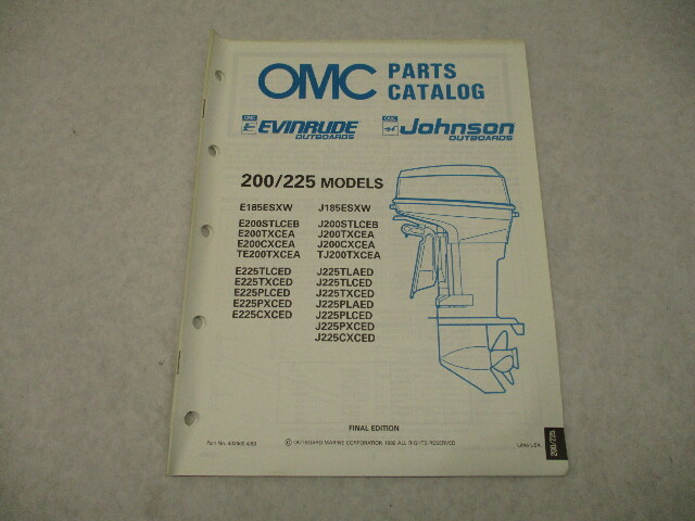 432900 OMC Evinrude Johnson 1989 Outboard 200/225 HP Parts Catalog
