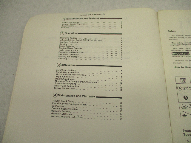 1989 Owner's Operating Manual for OMC Cobra Electric