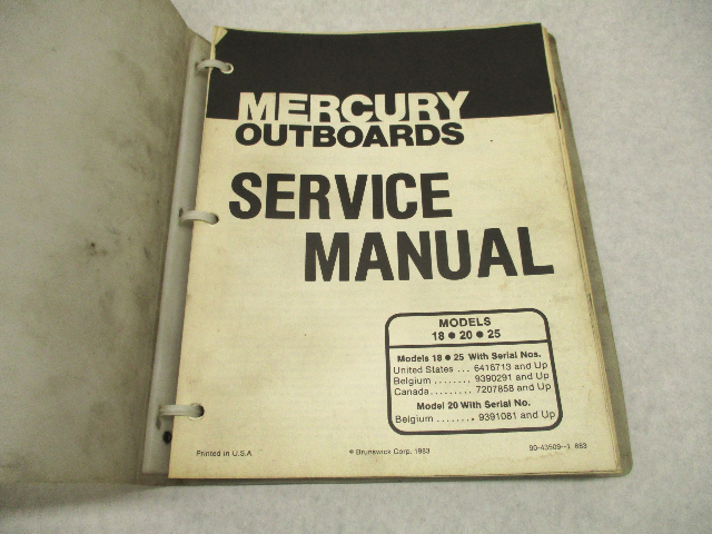 90-43509-1 683 Mercury Outboard Service Repair Manual 18-25 HP