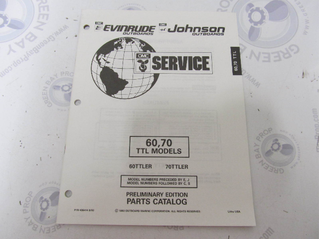 436414 1994 OMC Evinrude Johnson Outboard Parts Catalog 60-70 HP TTL