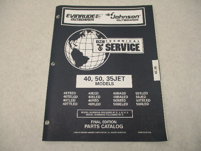 438204 OMC Evinrude Johnson 40 & 50 HP 35JET Outboard Parts Catalog 1996