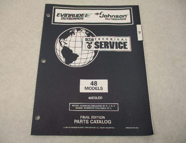 438208 OMC Evinrude Johnson 48 HP Outboard Parts Catalog 1996 48ESLED