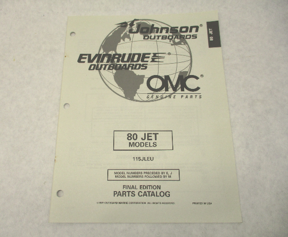 438731 OMC Evinrude Johnson Outboard Parts Catalog 80 JET 1997 115JLEU