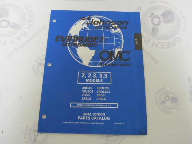 438988 OMC Evinrude Johnson 2-3.3 HP Outboard Parts Catalog 1998