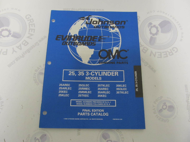 439296 OMC Evinrude Johnson 25/35 HP 3-CYL  Outboard Parts Catalog 1998