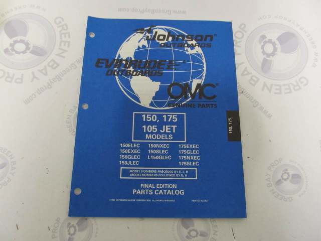 439321 OMC Evinrude Johnson 150/175 HP 105JET Outboard Parts Catalog 1998