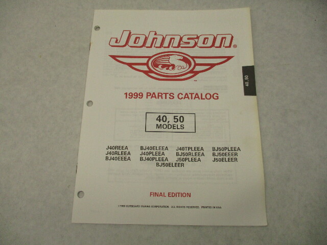 5000140 OMC Johnson Outboard Parts Catalog 40 & 50 HP 1999 Final Ed