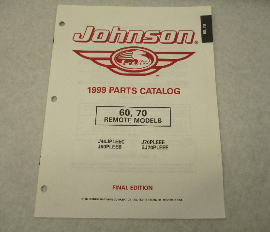 5000145 OMC Johnson Outboard Parts Catalog 60 & 70 HP Remote 1999 Final Edition