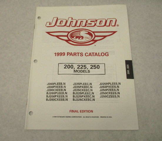 5000162 OMC Johnson Outboard Parts Catalog 200 225 250 HP 1999 Final Edition