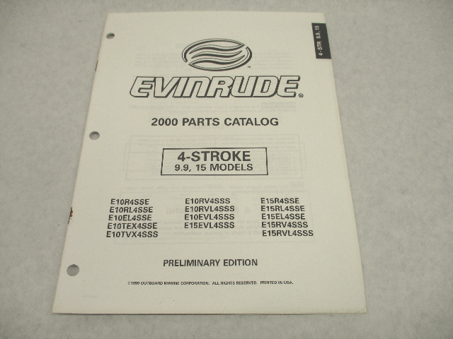 5000962 Evinrude Outboard Prelim Edition Parts Catalog 9.9 15 HP 4-Stroke 2000