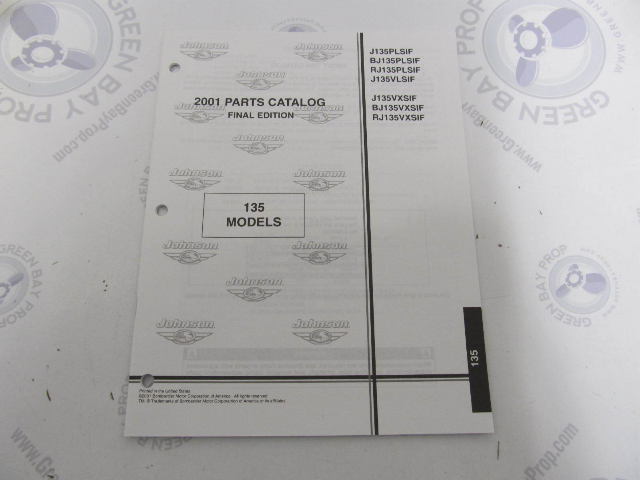 5001687 OMC BRP Johnson 135 HP Outboard Parts Catalog 2001