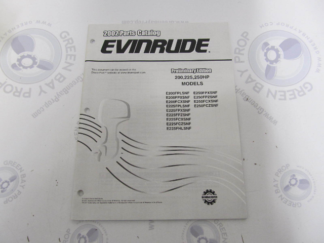 5005048 OMC BRP Evinrude 200-250 HP Outboard Parts Catalog 2002