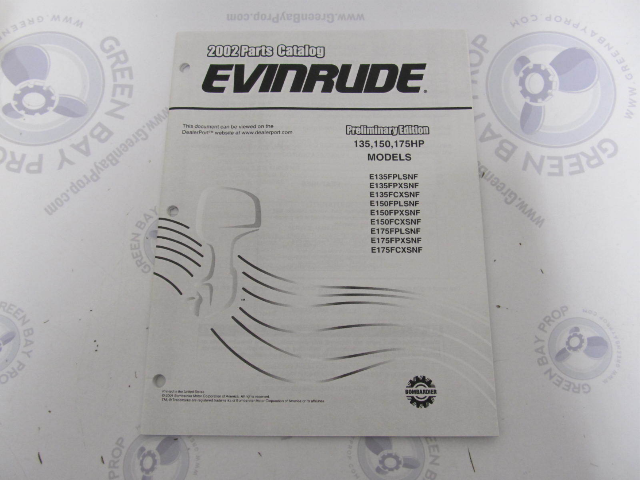 5005049 OMC BRP Evinrude 135/150/175 HP Outboard Parts Catalog 2002