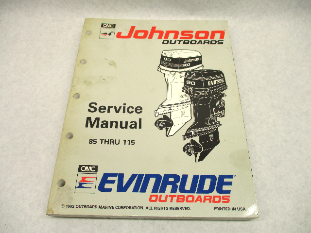 508285 OMC Johnson Evinrude Outboard Service Repair Manual "ET" 85-115 HP 1993