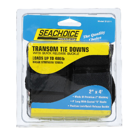 Seachoice Premium Transom Tie Down Straps Quick Release, 2" x 48", 2-Pack