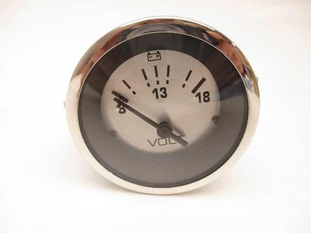 Teleflex Inboard / Outboard 2" Brushed Aluminum 8-18 Voltmeter Gauge