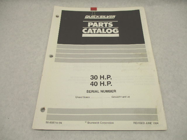 1994 Quicksilver Outboard Parts Catalog for 30-40 HP Mercury Mariner
