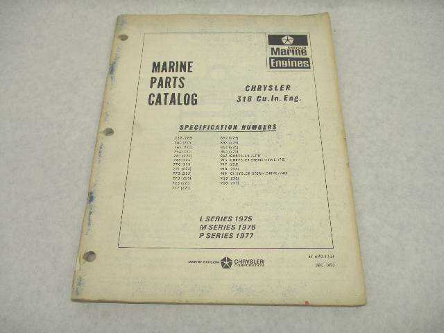 Marine Parts Catalog for Chrysler 318 Cu. In. Engines 1975-1977
