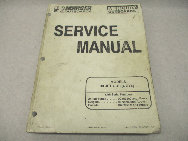 90-814676R1 96 Mercury Mariner Outboard Service Repair Manual 30 Jet 40 HP 4 CYL