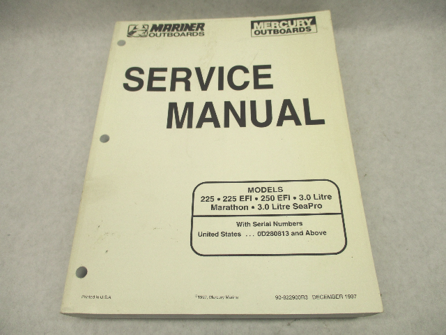 90-822900R3 Mercury Mariner Outboard Service Manual 225-250 EFI 3.0L SeaPro 94-97