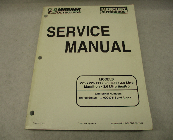 90-822900R3 Mercury Mariner Outboard Service Manual 225-250 EFI 3.0L SeaPro 94-97
