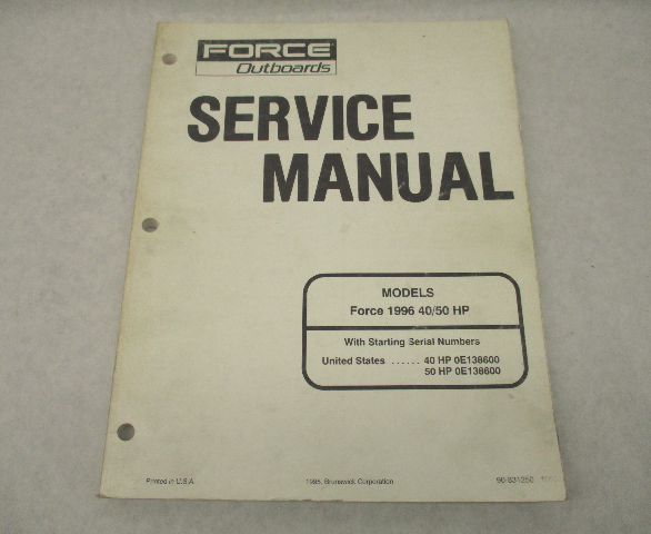 90-831250 1095 Force Outboard Service Repair Manual 40/50 HP 1996