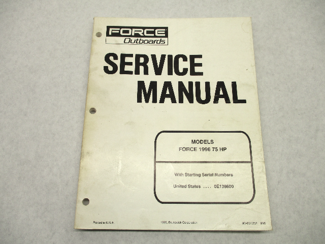 90-831251 Outboard Service Repair Manual for Force 75 HP 1996 Models
