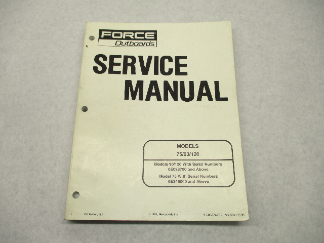 90-832749R2 1998 Outboard Service Repair Manual for Force 75 90 120 HP