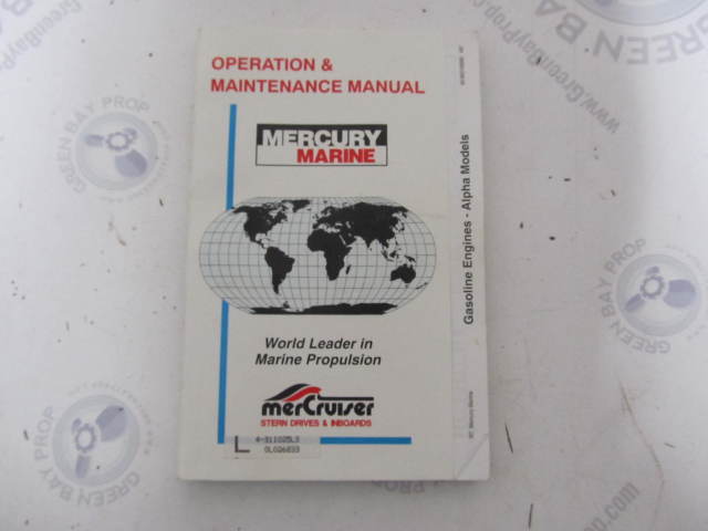 Owner Operation & Maintenance Manual For Mercruiser Gasoline Engine Alpha Models