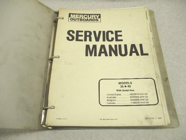 90-42794-1 690 Mercury Outboard Service Repair Manual Binder for 35-40 HP