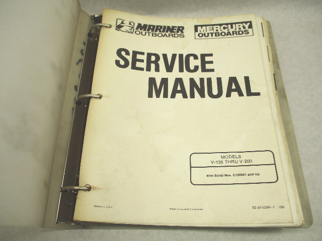 90-814098-1 190 Mercury Mariner Outboard Service Repair Manual V-135 thru V-200